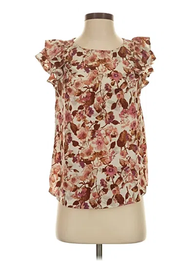Pre-owned Timing Short Sleeve Blouse In Burgundy