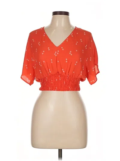 Pre-owned Timing Short Sleeve Blouse In Orange