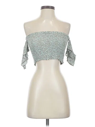 Pre-owned Timing Short Sleeve Blouse In Teal