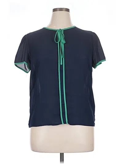 Pre-owned Timing Short Sleeve Blouse In Teal