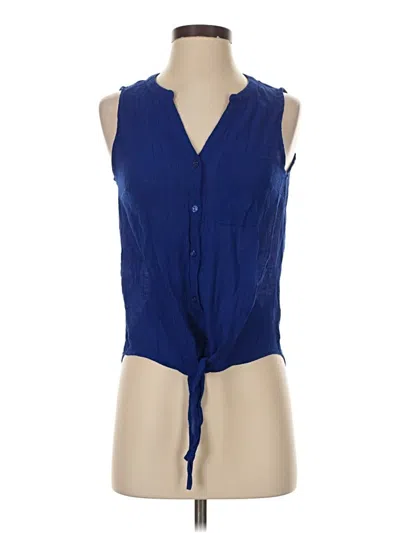 Pre-owned Timing Sleeveless Button Down Shirt In Blue