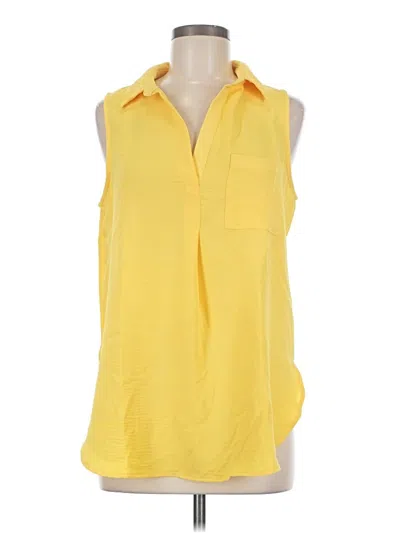 Pre-owned Timing Sleeveless Button Down Shirt In Yellow