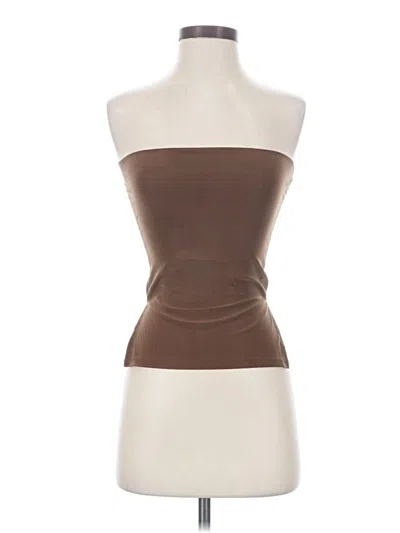 Pre-owned Timing Sleeveless Top Brown Strapless Neckline Tops