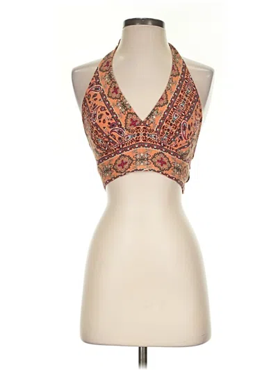 Pre-owned Timing Sleeveless Top Orange Halter Neckline Tops