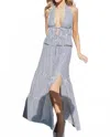 Timing Striped Halter Top & Maxi Skirt Set In Blue In Multi