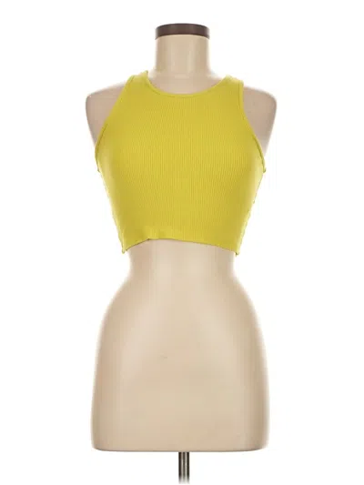 Pre-owned Timing Tank Top Yellow Halter Neckline Tops