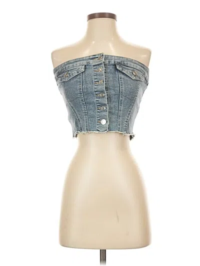 Pre-owned Timing Tube Top Blue Strapless Neckline Tops