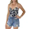 Timing Wild Child Cami In Black/cream Flower In Multi