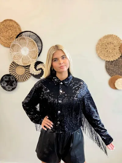 Timing Women's Backstage Spark Sequin Jacket In Black