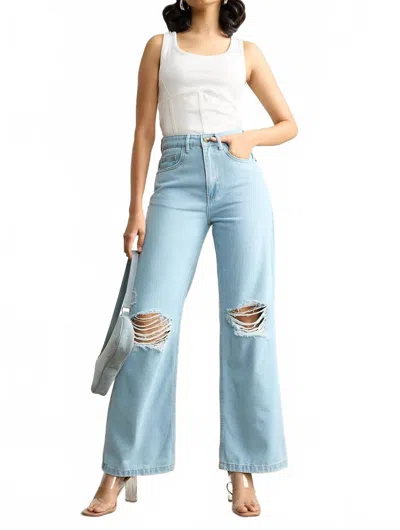Timing Women's Distressed High Waisted Jeans In Light Blue