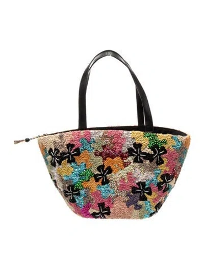Pre-owned Timmy Woods Raffia Shoulder Bag In Neutral