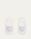 Timo & Violet Kid's Bg Logo Velour Terry Slippers, 3t-10 In Purple