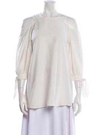 Pre-owned Timo Weiland Crew Neck Three-quarter Sleeve Blouse In Neutral