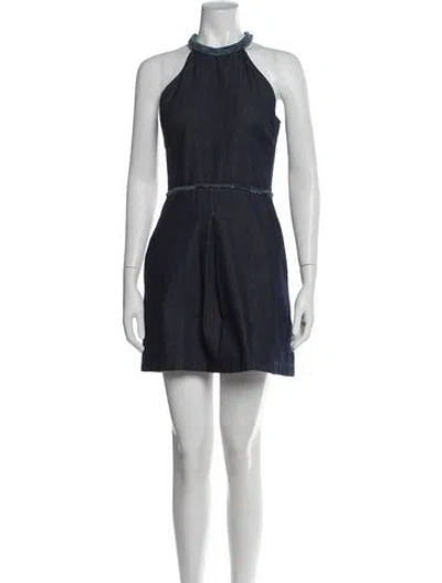 Pre-owned Timo Weiland Halterneck Mini Dress In Blue
