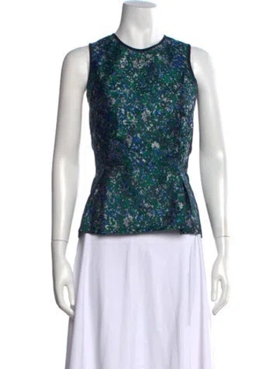 Pre-owned Timo Weiland Printed Crew Neck Top In Blue