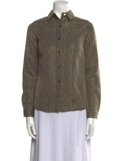 Pre-owned Timo Weiland Printed Long Sleeve Button-up Top In Multi