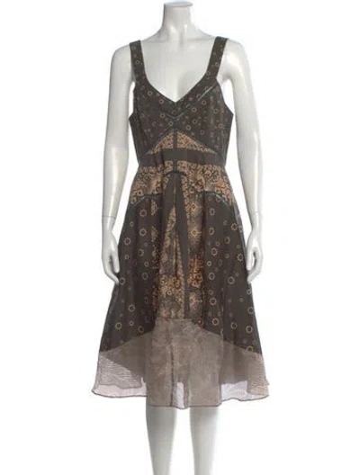 Pre-owned Timo Weiland Printed Midi Length Dress In Brown