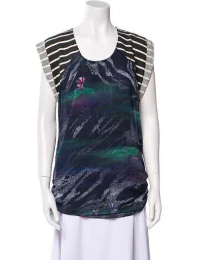 Pre-owned Timo Weiland Printed Scoop Neck Tunic In Blue