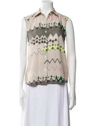 Pre-owned Timo Weiland Printed Sleeveless Blouse In Neutral