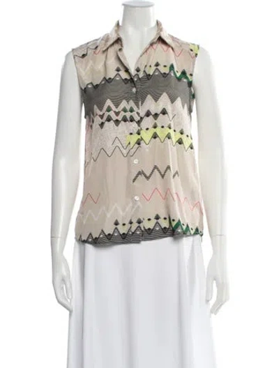 Pre-owned Timo Weiland Printed Sleeveless Blouse In Neutral