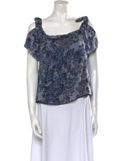 Pre-owned Timo Weiland Silk Printed Blouse In Blue