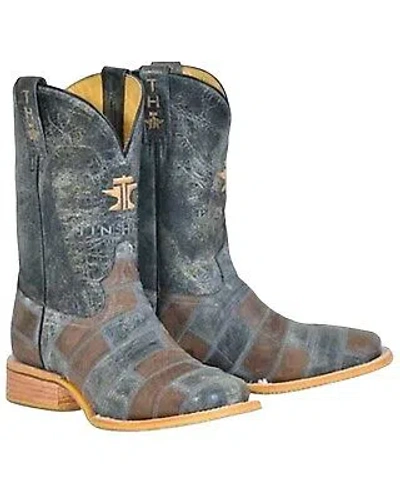Pre-owned Tin Haul Men's Bricks And Stones Western Boot Broad Square Toe - In Black