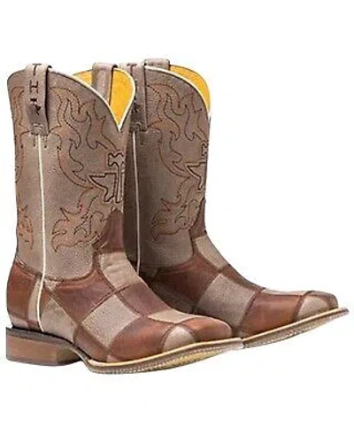 Pre-owned Tin Haul Men's Checkers Western Boot - Broad Square Toe - 14-020-0077-0451 Mu In Brown