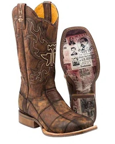 Pre-owned Tin Haul Men's Dead Or Alive Western Boot Broad Square Toe - 14-020-0077-0405 Br In Brown
