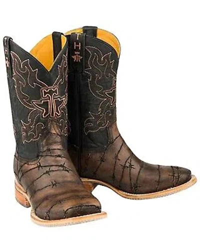 Pre-owned Tin Haul Men's Keep Out Western Boot - Broad Square Toe - 14-020-0077-0393 Bl In Black