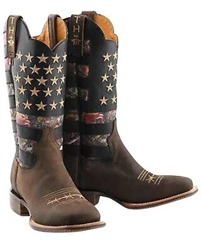 Pre-owned Tin Haul Men's Open Season Transparent Western Boot Broad Square Toe - In Brown