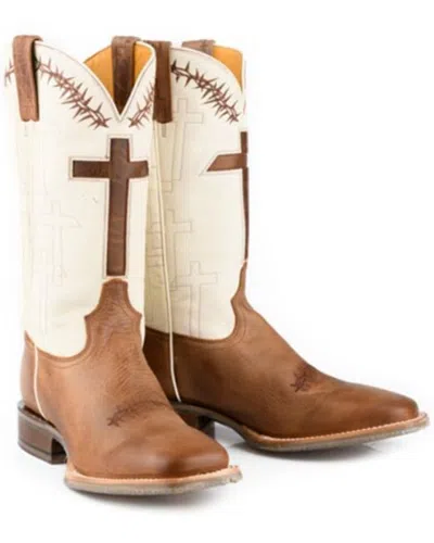Pre-owned Tin Haul Men's Shoe Of Faith Western Boot Broad Square Toe - 14-020-0077-0531 Br In Brown