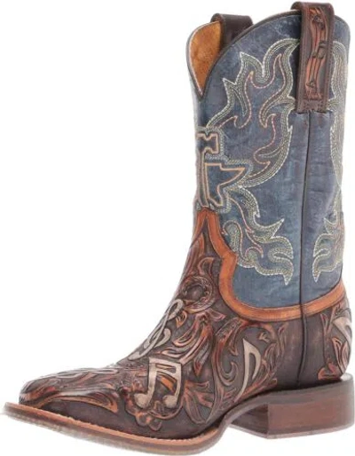 Pre-owned Tin Haul Mens Cowboy Boot In Blue/brown
