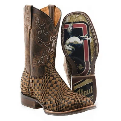 Pre-owned Tin Haul Mens Dream Weaver Sq Toe Boots In Brown