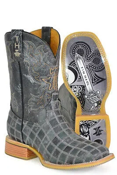 Pre-owned Tin Haul Mens King Of Clubs Multi-color Leather Cowboy Boots In Multicolor