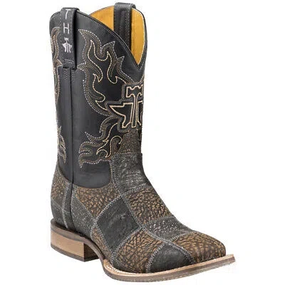 Pre-owned Tin Haul No Bullst Square Toe Cowboy Mens Black Casual Boots 14-020-0077-0411