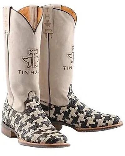 Pre-owned Tin Haul Women's Houndstooth Western Boot Broad Square Toe - 14-021-0007-1476 Mu In Multicolor
