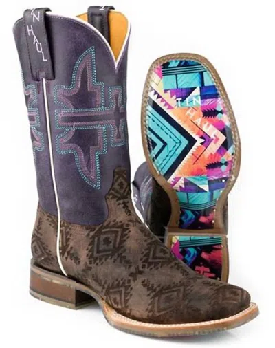 Tin Haul Women's Purple Shaft Boot In Brown/purple In Multi