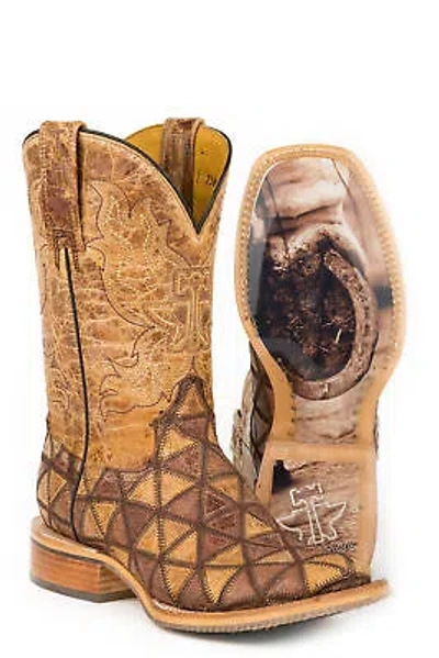 Pre-owned Tin Haul Womens Golden Crater Leather Don't Be Square Cowboy Boots