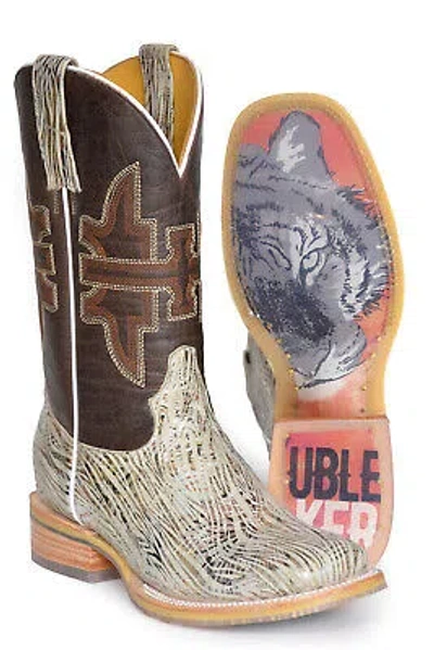 Pre-owned Tin Haul Womens Golden Tiger Multi-color Leather Cowboy Boots In Multicolor