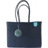 Tin Marin All Black Woven Super Tote In Blue