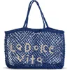 Tin Marin La Dolce Vita Woven Jute Tote In Blue
