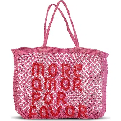 Tin Marin More Amor Por Favor Woven Jute Tote In Pink