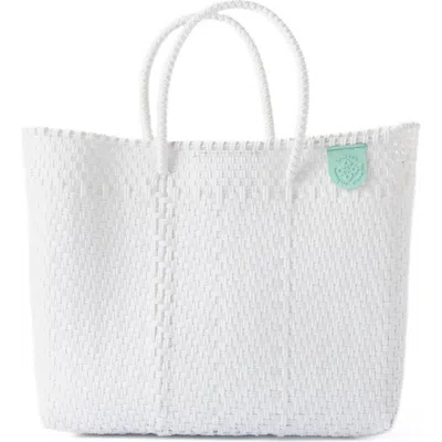 Tin Marin Paloma Medium Woven Resort Crossbody Bag In White