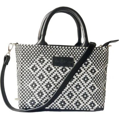 Tin Marin Panda Small Woven Crossbody Bag In Black