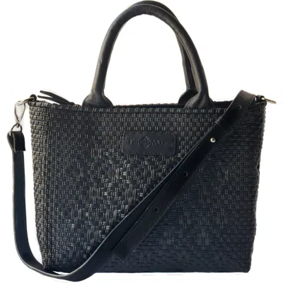 Tin Marin Small Woven Crossbody Bag In Black