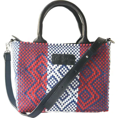 Tin Marin Small Woven Crossbody Bag With Leather In Multi