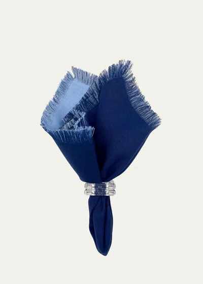 Tina Chen Designs Blue Double-sided Fringe Napkin