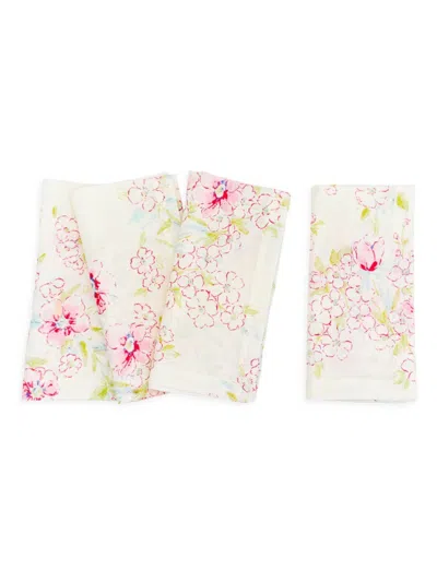 Tina Chen Designs Dogwood 4-piece Linen Napkin Set In Pink