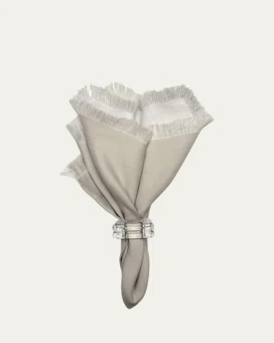 Tina Chen Designs Double-sided Fringe Napkin In Gray