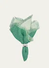 Tina Chen Designs Green Double-sided Shadow Fringe Napkin In Forest Green Key